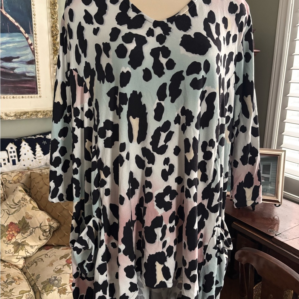 SKULLZ LONDON French Terry Leopard Print Tunic Plus Size Chest: 62”